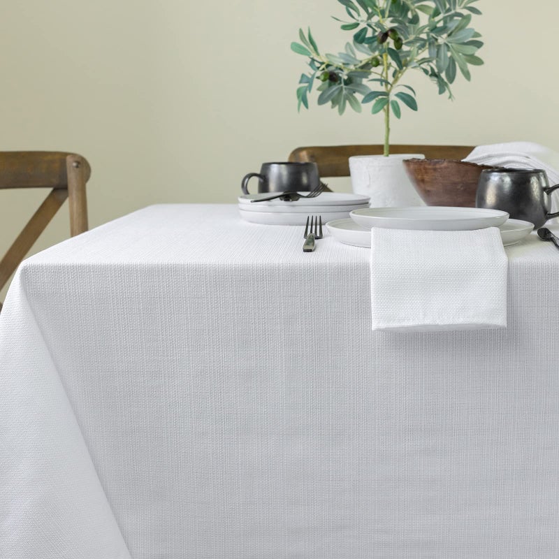 Benson Mills Cameron Textured Fabric Table Cloth, for Everyday Home Dining, Parties, Weddings & Holiday Tablecloths (60" x 84" Rectangular, White) - Image 3